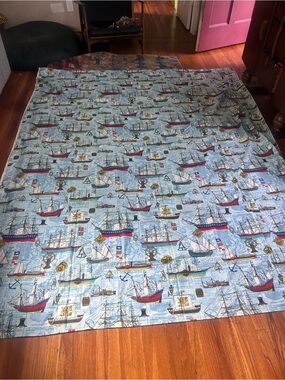 1960s vintage nautical print fabric by House 'N Home Fabrics & Draperies, Inc..